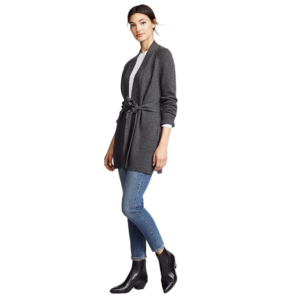 Theory | Cashmere Malinka belted cardigan | Charcoal | Size S - Picture 5 of 12